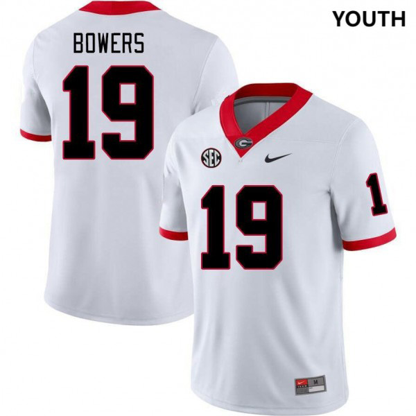 Youth #19 Brock Bowers Georgia Bulldogs College Football Jersey - White